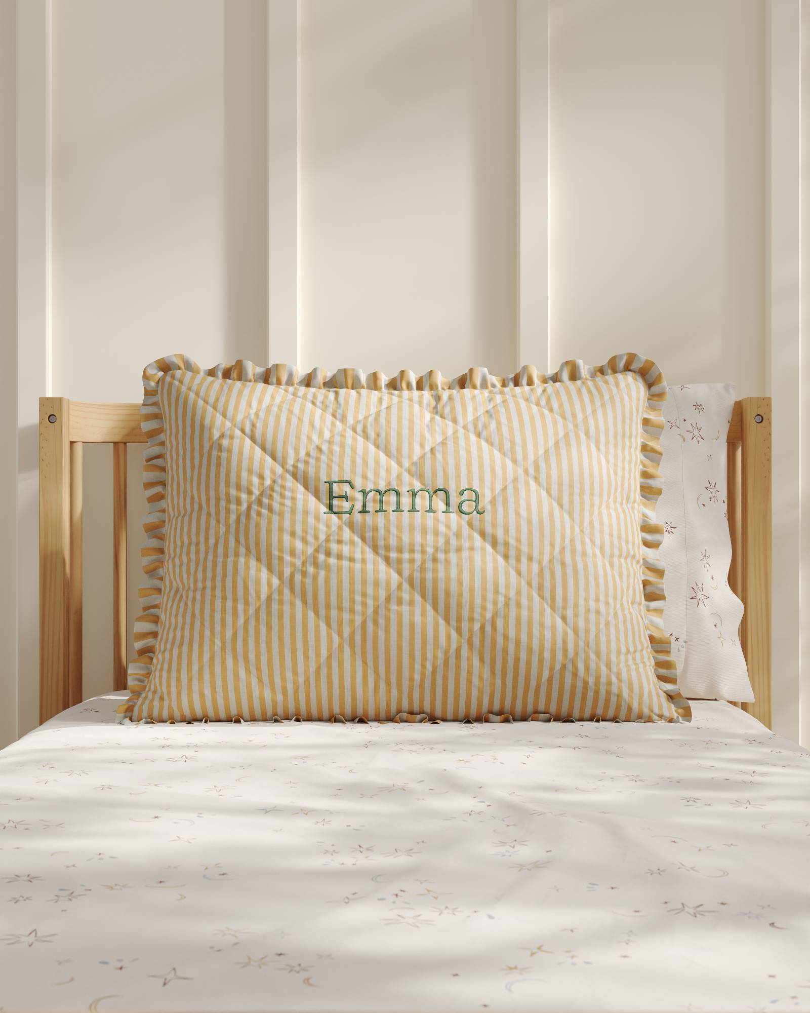 Ruffled Striped Personalized Twin Sham
